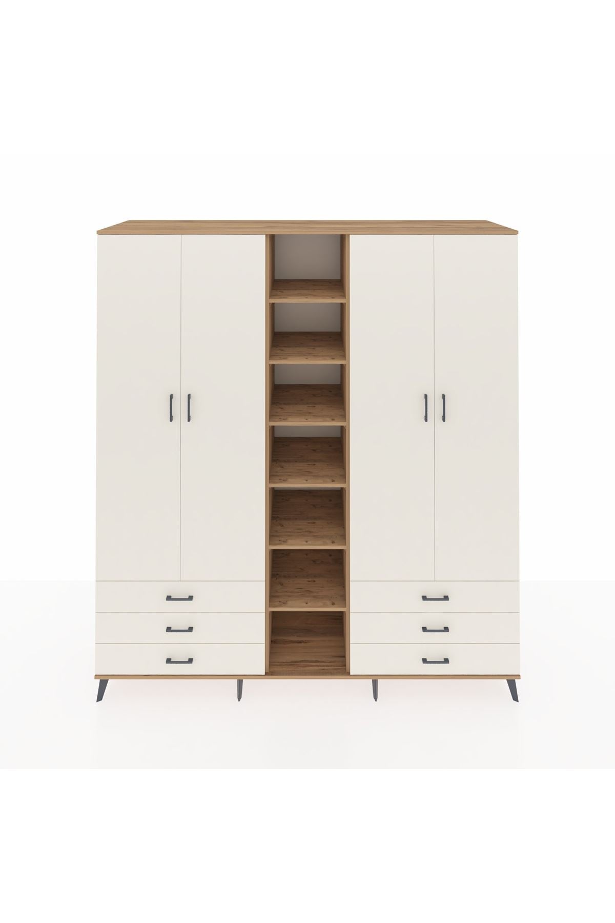 Kronos Dolap 13 Raflı 6 Çekmeceli 2 Askılı 220x59x243 Çam-Aytaşı/Aytaşı