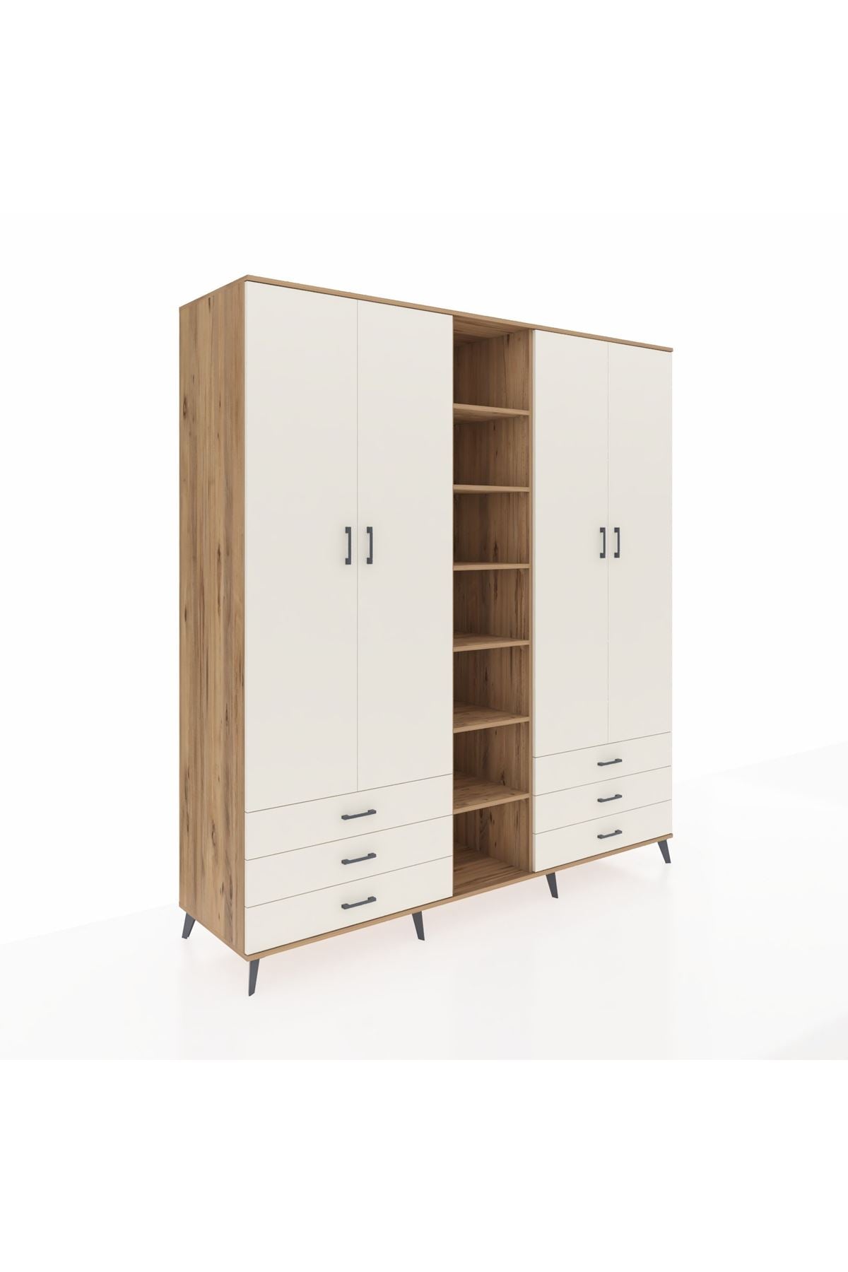 Kronos Dolap 13 Raflı 6 Çekmeceli 2 Askılı 220x59x243 Çam-Aytaşı/Aytaşı