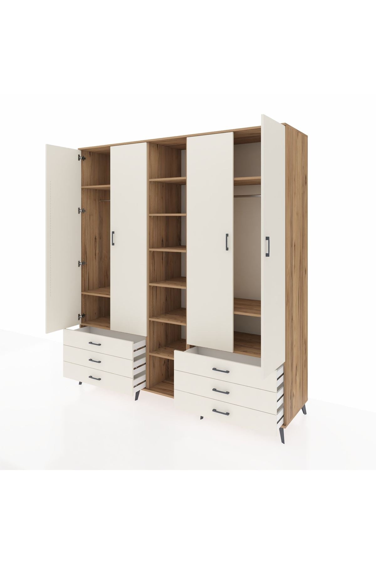 Kronos Dolap 13 Raflı 6 Çekmeceli 2 Askılı 220x59x243 Çam-Aytaşı/Aytaşı