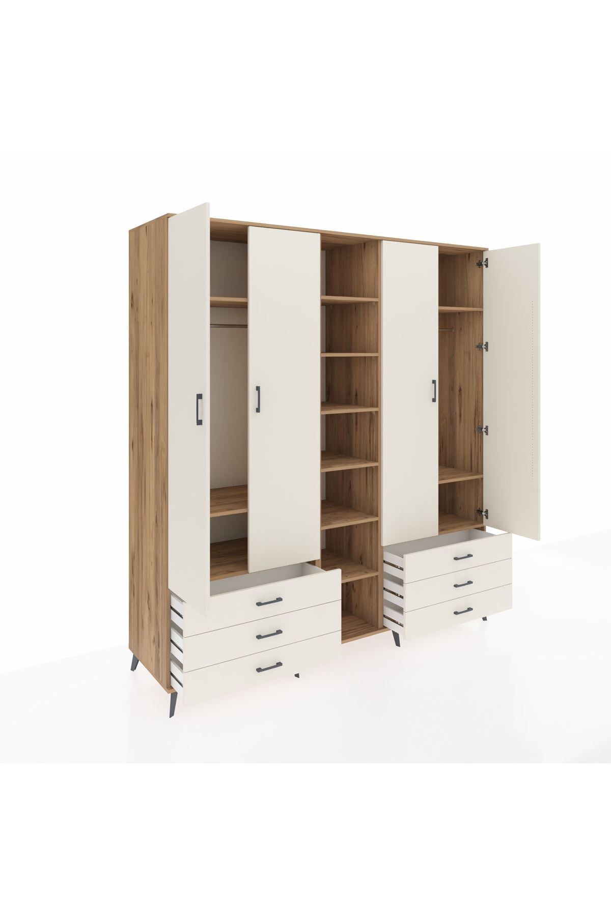 Kronos Dolap 13 Raflı 6 Çekmeceli 2 Askılı 220x59x243 Çam-Aytaşı/Aytaşı