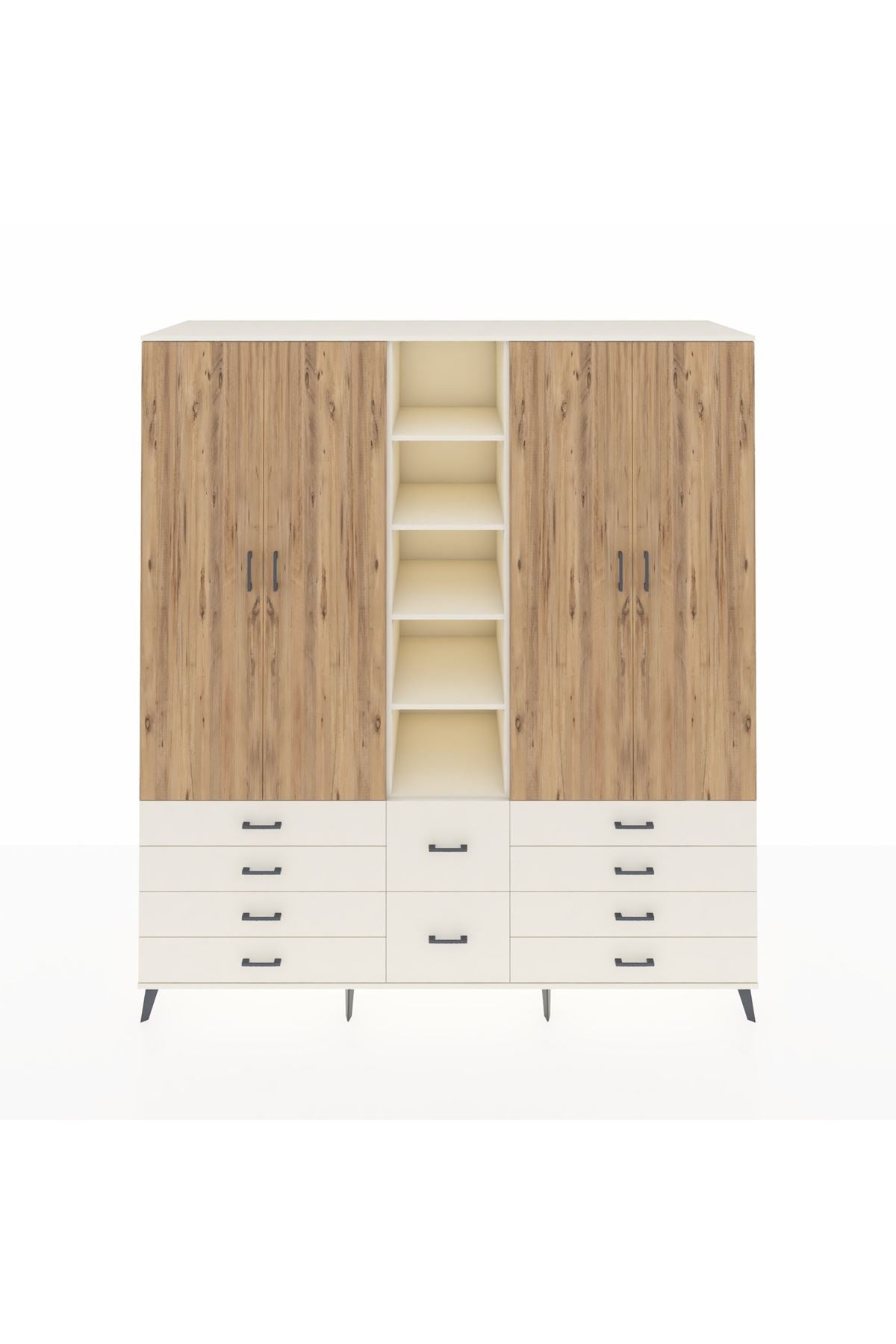 Kronos Dolap 9 Raflı 10 Çekmeceli 2 Askılı 220x59x243 Aytaşı-Çam/Aytaşı