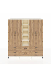 Kronos Dolap 9 Raflı 10 Çekmeceli 2 Askılı 220x59x243 Aytaşı-Çam/Çam