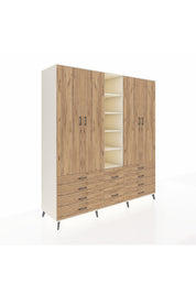 Kronos Dolap 9 Raflı 10 Çekmeceli 2 Askılı 220x59x243 Aytaşı-Çam/Çam