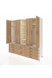 Kronos Dolap 9 Raflı 10 Çekmeceli 2 Askılı 220x59x243 Aytaşı-Çam/Çam