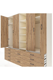 Kronos Dolap 9 Raflı 10 Çekmeceli 2 Askılı 220x59x243 Aytaşı-Çam/Çam