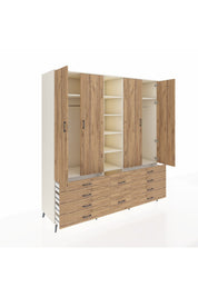 Kronos Dolap 9 Raflı 10 Çekmeceli 2 Askılı 220x59x243 Aytaşı-Çam/Çam