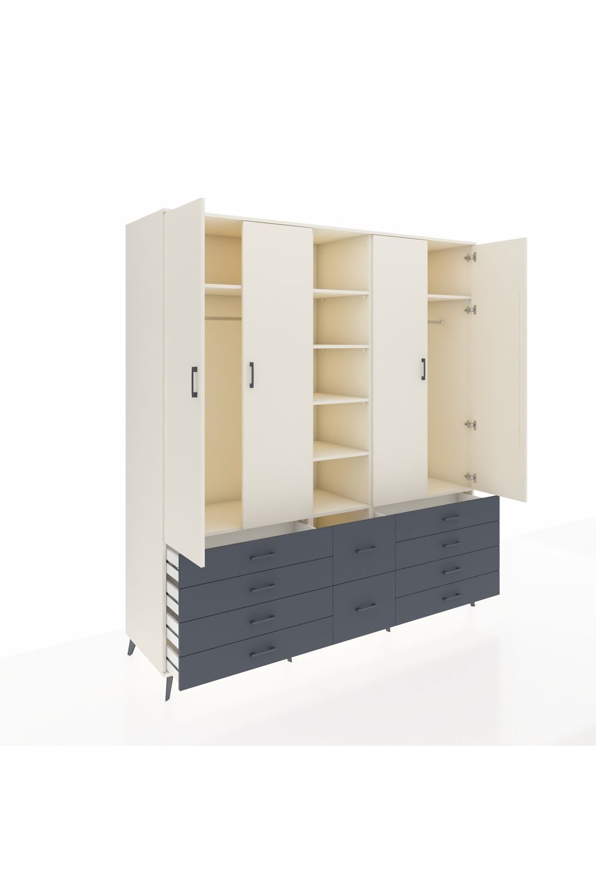 Kronos Dolap 9 Raflı 10 Çekmeceli 2 Askılı 220x59x243 Aytaşı-Aytaşı/Antrasit