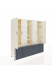 Kronos Dolap 9 Raflı 10 Çekmeceli 2 Askılı 220x59x243 Aytaşı-Aytaşı/Antrasit