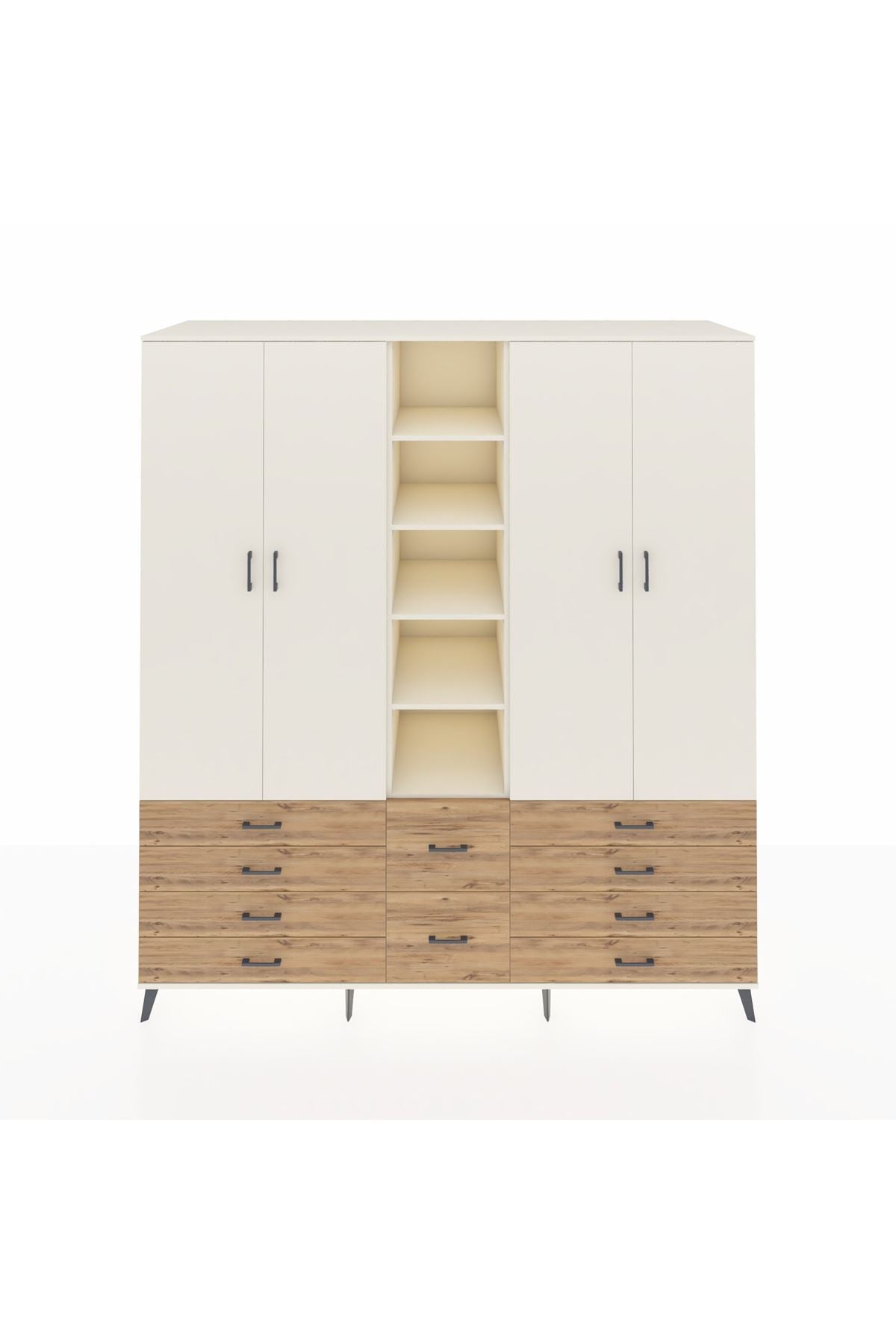 Kronos Dolap 9 Raflı 10 Çekmeceli 2 Askılı 220x59x243 Aytaşı-Aytaşı/Çam