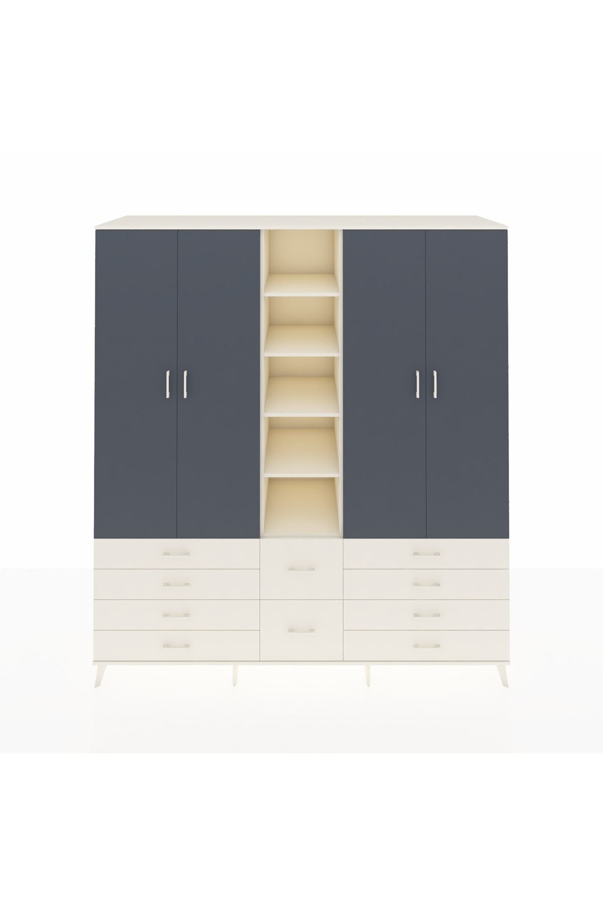 Kronos Dolap 9 Raflı 10 Çekmeceli 2 Askılı 220x59x243 Aytaşı-Antrasit/Aytaşı