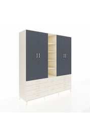 Kronos Dolap 9 Raflı 10 Çekmeceli 2 Askılı 220x59x243 Aytaşı-Antrasit/Aytaşı