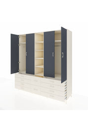 Kronos Dolap 9 Raflı 10 Çekmeceli 2 Askılı 220x59x243 Aytaşı-Antrasit/Aytaşı