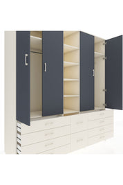 Kronos Dolap 9 Raflı 10 Çekmeceli 2 Askılı 220x59x243 Aytaşı-Antrasit/Aytaşı