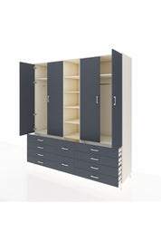 Kronos Dolap 9 Raflı 10 Çekmeceli 2 Askılı 220x59x243 Aytaşı-Antrasit/Antrasit