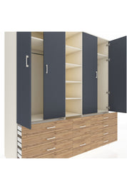 Kronos Dolap 9 Raflı 10 Çekmeceli 2 Askılı 220x59x243 Aytaşı-Antrasit/Çam