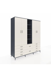 Kronos Dolap 9 Raflı 10 Çekmeceli 2 Askılı 220x59x243 Antrasit-Aytaşı/Aytaşı