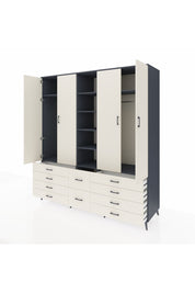 Kronos Dolap 9 Raflı 10 Çekmeceli 2 Askılı 220x59x243 Antrasit-Aytaşı/Aytaşı