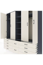 Kronos Dolap 9 Raflı 10 Çekmeceli 2 Askılı 220x59x243 Antrasit-Aytaşı/Aytaşı