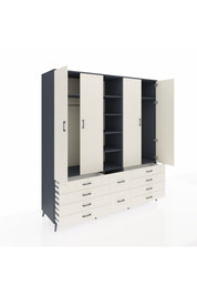 Kronos Dolap 9 Raflı 10 Çekmeceli 2 Askılı 220x59x243 Antrasit-Aytaşı/Aytaşı