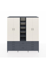 Kronos Dolap 9 Raflı 10 Çekmeceli 2 Askılı 220x59x243 Antrasit-Aytaşı/Antrasit