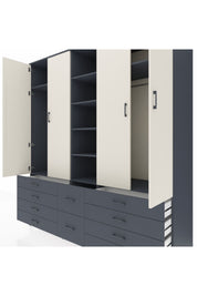 Kronos Dolap 9 Raflı 10 Çekmeceli 2 Askılı 220x59x243 Antrasit-Aytaşı/Antrasit