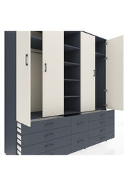Kronos Dolap 9 Raflı 10 Çekmeceli 2 Askılı 220x59x243 Antrasit-Aytaşı/Antrasit
