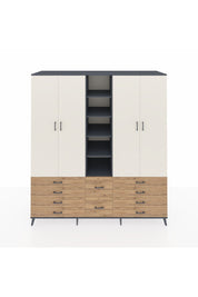 Kronos Dolap 9 Raflı 10 Çekmeceli 2 Askılı 220x59x243 Antrasit-Aytaşı/Çam