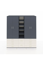 Kronos Dolap 9 Raflı 10 Çekmeceli 2 Askılı 220x59x243 Antrasit-Antrasit/Aytaşı