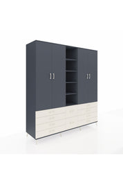 Kronos Dolap 9 Raflı 10 Çekmeceli 2 Askılı 220x59x243 Antrasit-Antrasit/Aytaşı
