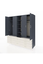 Kronos Dolap 9 Raflı 10 Çekmeceli 2 Askılı 220x59x243 Antrasit-Antrasit/Aytaşı