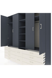 Kronos Dolap 9 Raflı 10 Çekmeceli 2 Askılı 220x59x243 Antrasit-Antrasit/Aytaşı