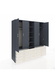 Kronos Dolap 9 Raflı 10 Çekmeceli 2 Askılı 220x59x243 Antrasit-Antrasit/Aytaşı