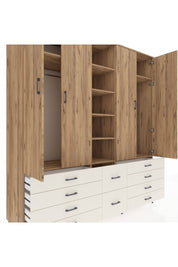 Kronos Dolap 9 Raflı 10 Çekmeceli 2 Askılı 220x59x243 Çam-Çam/Aytaşı