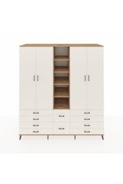 Kronos Dolap 9 Raflı 10 Çekmeceli 2 Askılı 220x59x243 Çam-Aytaşı/Aytaşı