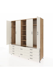 Kronos Dolap 9 Raflı 10 Çekmeceli 2 Askılı 220x59x243 Çam-Aytaşı/Aytaşı