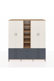 Kronos Dolap 9 Raflı 10 Çekmeceli 2 Askılı 220x59x243 Çam-Aytaşı/Antrasit