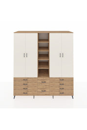 Kronos Dolap 9 Raflı 10 Çekmeceli 2 Askılı 220x59x243 Çam-Aytaşı/Çam