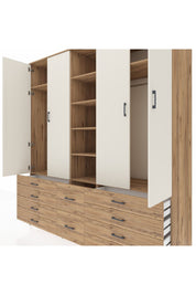 Kronos Dolap 9 Raflı 10 Çekmeceli 2 Askılı 220x59x243 Çam-Aytaşı/Çam