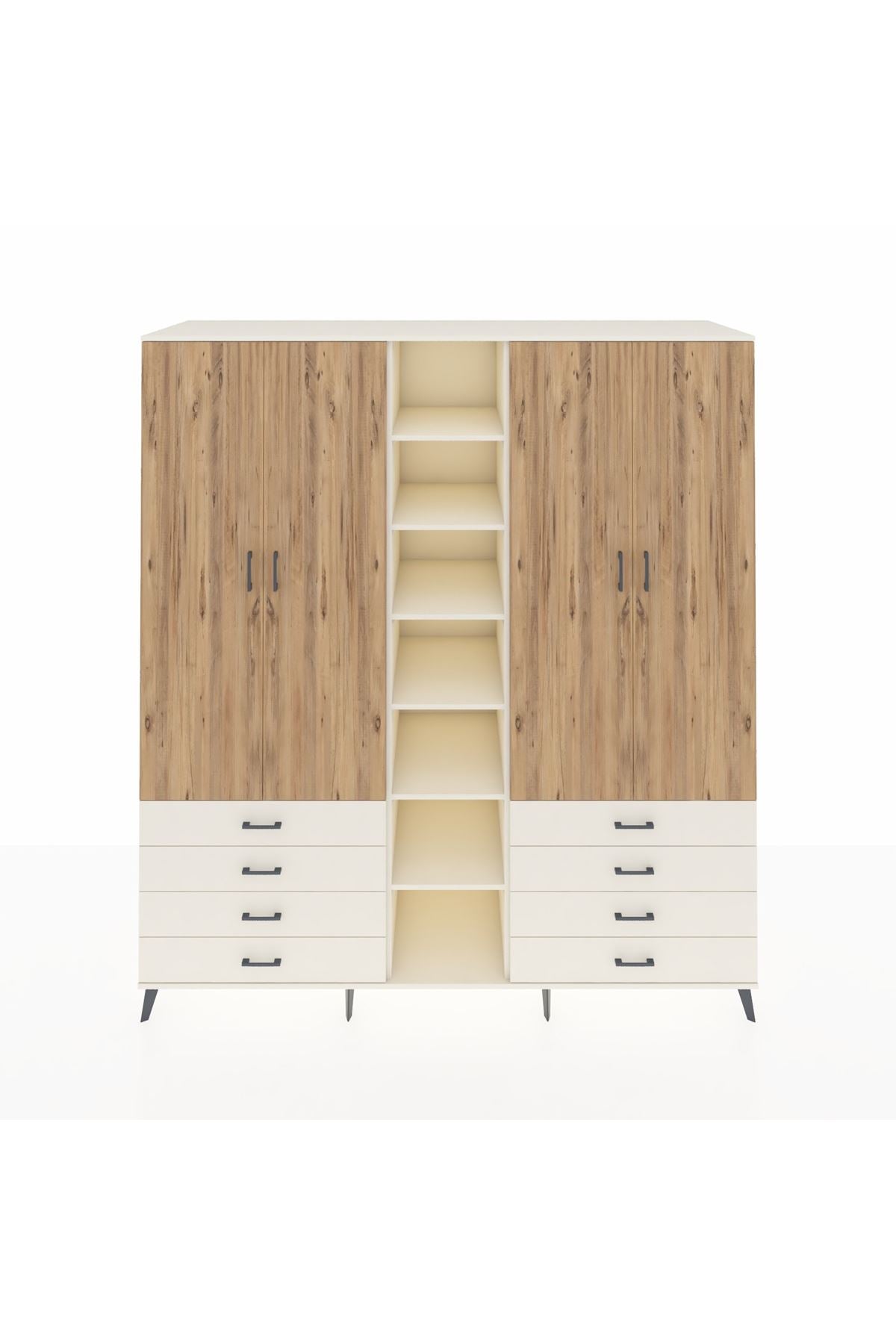 Kronos Dolap 10 Raflı 8 Çekmeceli 2 Askılı 220x59x243 Aytaşı-Çam/Aytaşı