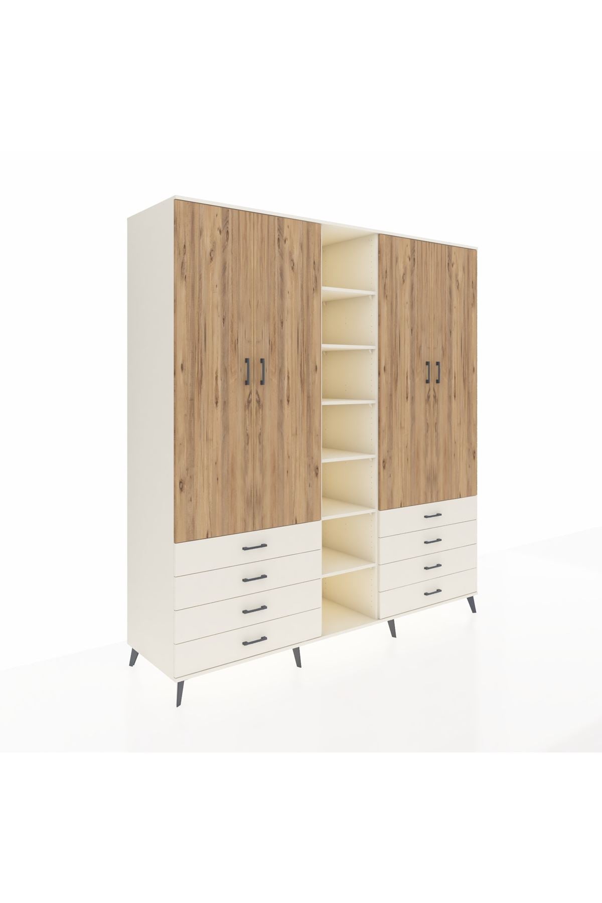Kronos Dolap 10 Raflı 8 Çekmeceli 2 Askılı 220x59x243 Aytaşı-Çam/Aytaşı