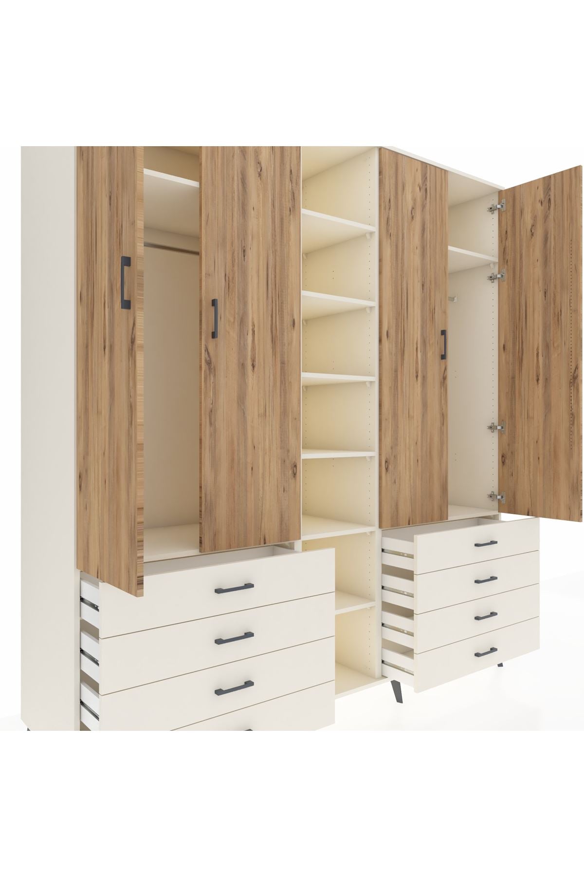 Kronos Dolap 10 Raflı 8 Çekmeceli 2 Askılı 220x59x243 Aytaşı-Çam/Aytaşı