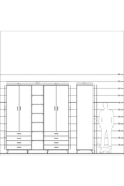 Kronos Dolap 10 Raflı 8 Çekmeceli 2 Askılı 220x59x243 - S784M004V02C