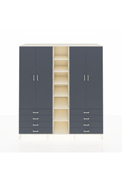 Kronos Dolap 10 Raflı 8 Çekmeceli 2 Askılı 220x59x243 Aytaşı-Antrasit/Antrasit