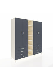 Kronos Dolap 10 Raflı 8 Çekmeceli 2 Askılı 220x59x243 Aytaşı-Antrasit/Antrasit