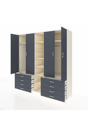 Kronos Dolap 10 Raflı 8 Çekmeceli 2 Askılı 220x59x243 Aytaşı-Antrasit/Antrasit