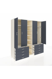 Kronos Dolap 10 Raflı 8 Çekmeceli 2 Askılı 220x59x243 Aytaşı-Antrasit/Antrasit