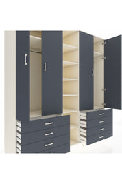 Kronos Dolap 10 Raflı 8 Çekmeceli 2 Askılı 220x59x243 Aytaşı-Antrasit/Antrasit