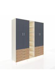 Kronos Dolap 10 Raflı 8 Çekmeceli 2 Askılı 220x59x243 Aytaşı-Antrasit/Çam