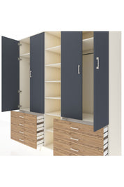 Kronos Dolap 10 Raflı 8 Çekmeceli 2 Askılı 220x59x243 Aytaşı-Antrasit/Çam