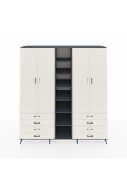 Kronos Dolap 10 Raflı 8 Çekmeceli 2 Askılı 220x59x243 Antrasit-Aytaşı/Aytaşı